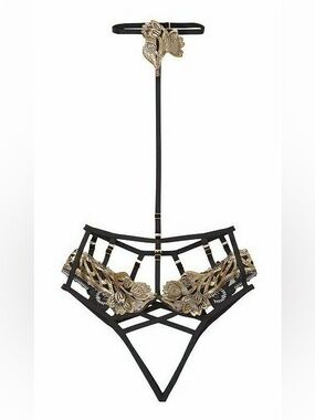 Victoria's Secret Very Sexy Band of Lovers harness panty Black and Gold